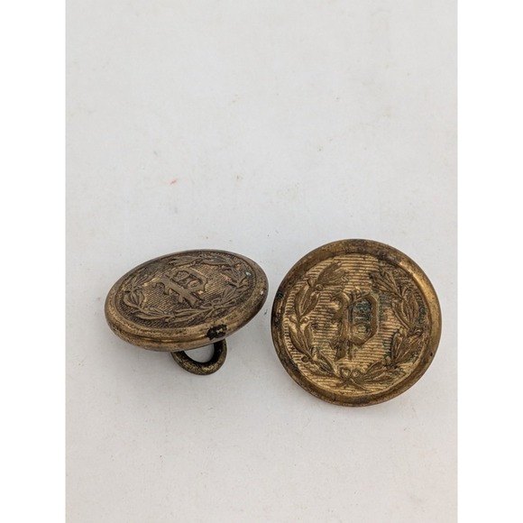 Other - 2 VTG Antique Script P Police Uniform Button with  Made In England Backmark